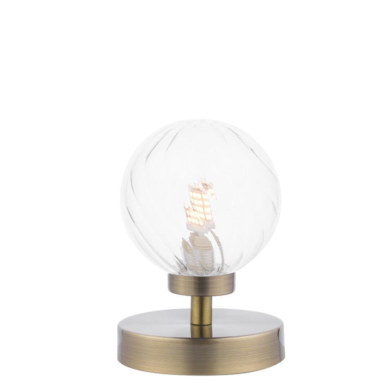 Dar Lighting Esben Touch Table Lamp Antique Brass With Twisted Glass • ESB4175-03