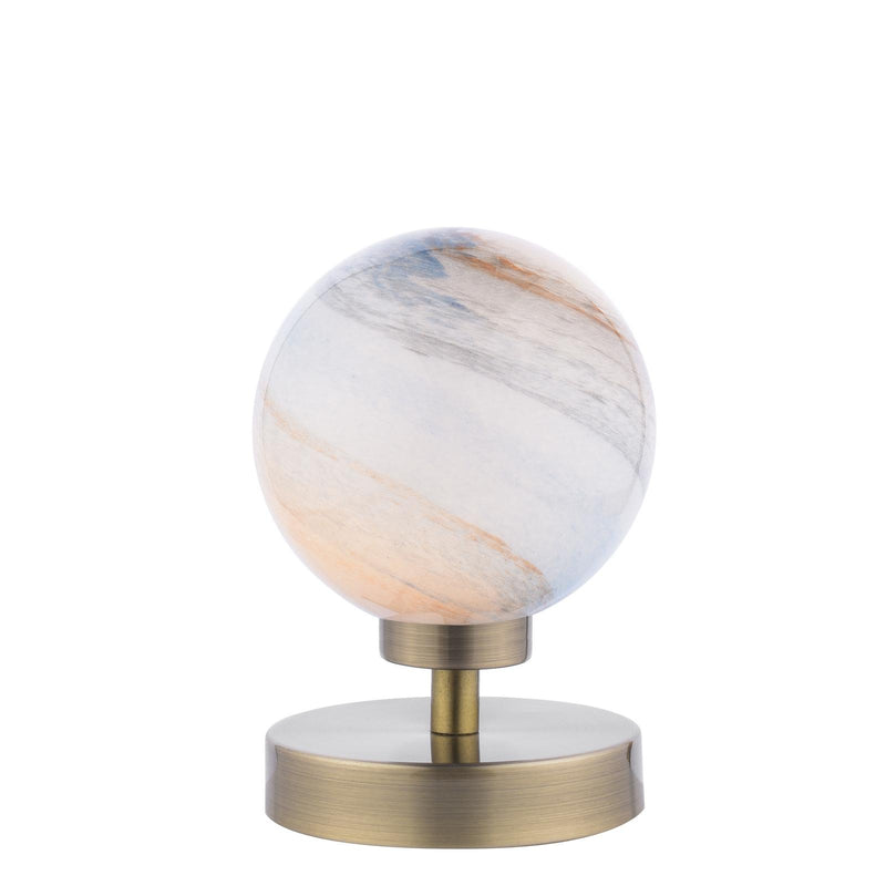 Dar Lighting Esben Touch Table Lamp Antique Brass With Planet Style Glass • ESB4175-07