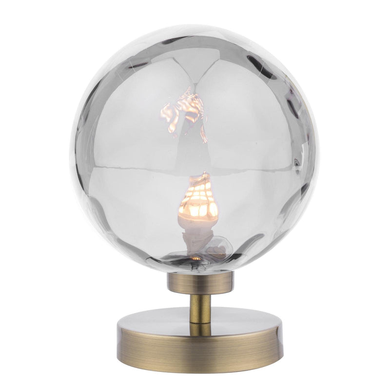 Dar Lighting Esben Touch Table Lamp Antique Brass With Smoked Dimpled Glass • ESB4175-10