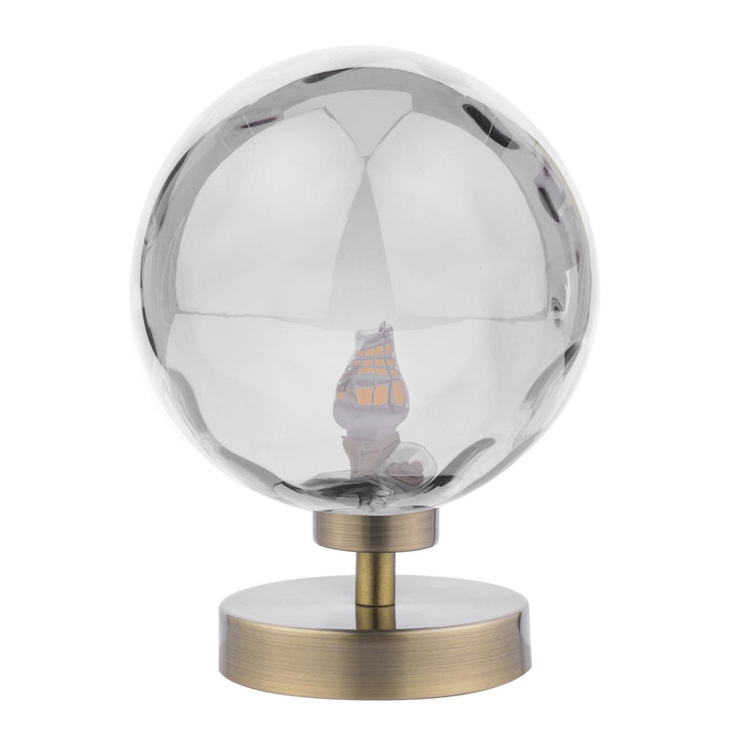 Dar Lighting Esben Touch Table Lamp Antique Brass With Smoked Dimpled Glass • ESB4175-10