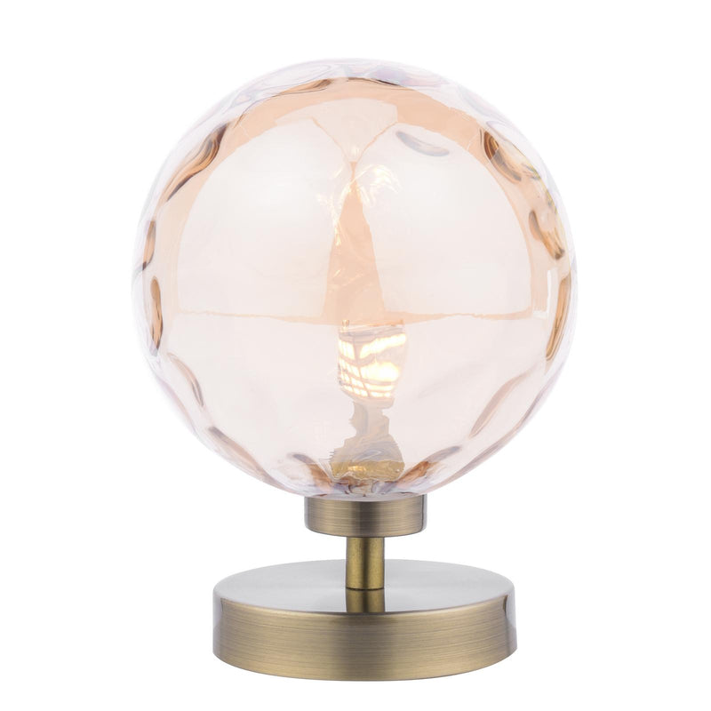 Dar Lighting Esben Touch Table Lamp Antique Brass With Amber Dimpled Glass • ESB4175-11