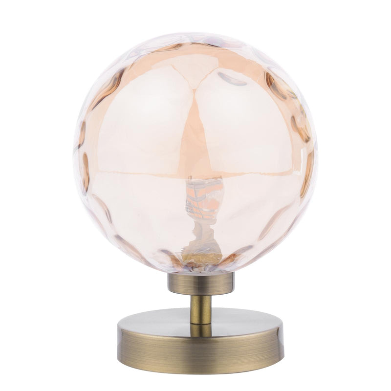 Dar Lighting Esben Touch Table Lamp Antique Brass With Amber Dimpled Glass • ESB4175-11