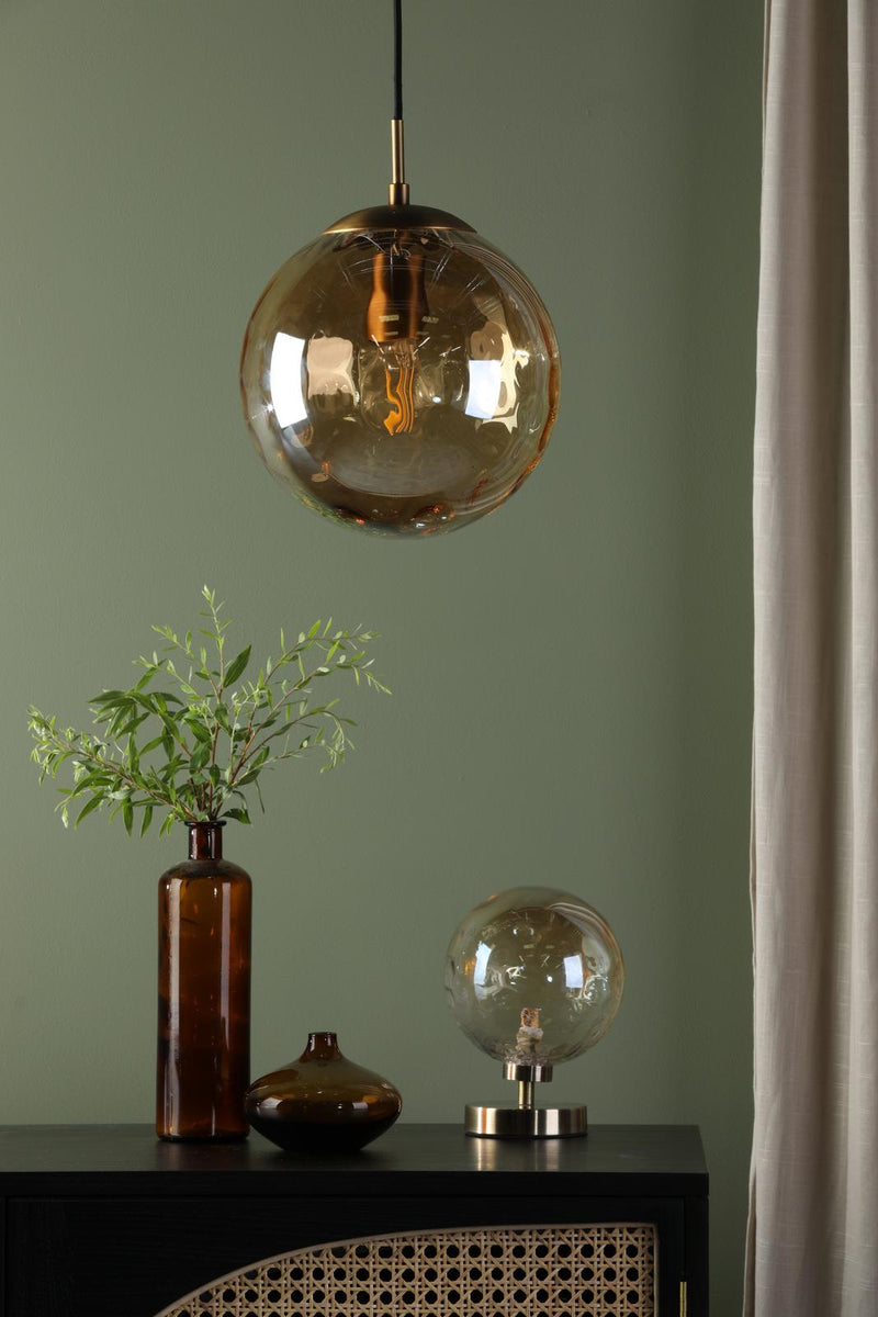 Dar Lighting Esben Touch Table Lamp Antique Brass With Amber Dimpled Glass • ESB4175-11