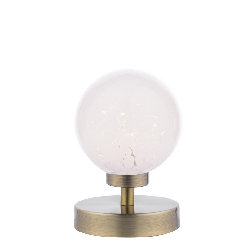 Dar Lighting Esben Touch Table Lamp Antique Brass With White Confetti Glass • ESB4175-17