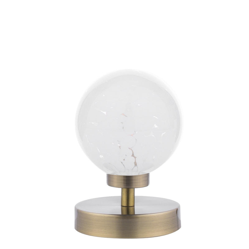 Dar Lighting Esben Touch Table Lamp Antique Brass With White Confetti Glass • ESB4175-17