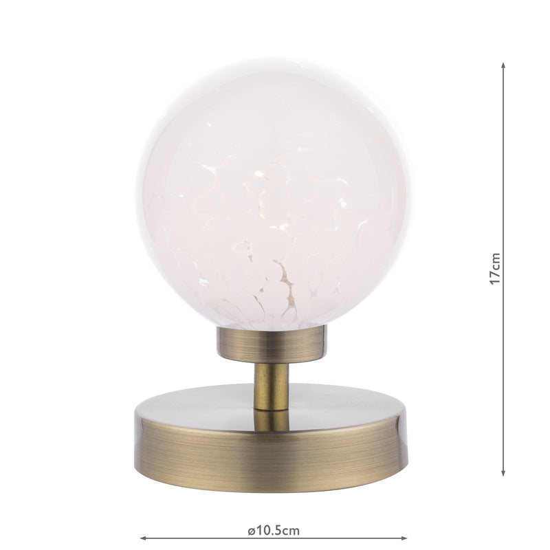 Dar Lighting Esben Touch Table Lamp Antique Brass With White Confetti Glass • ESB4175-17