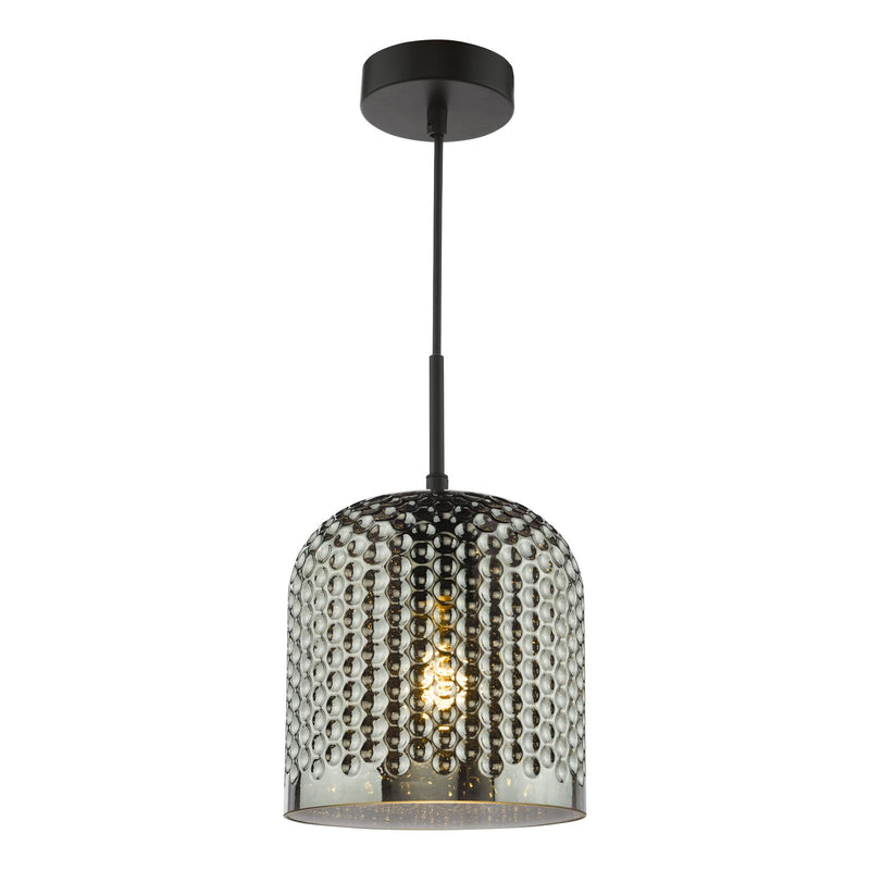 Dar Lighting Esila Pendant Matt Black and Smoked Glass • ESI0110