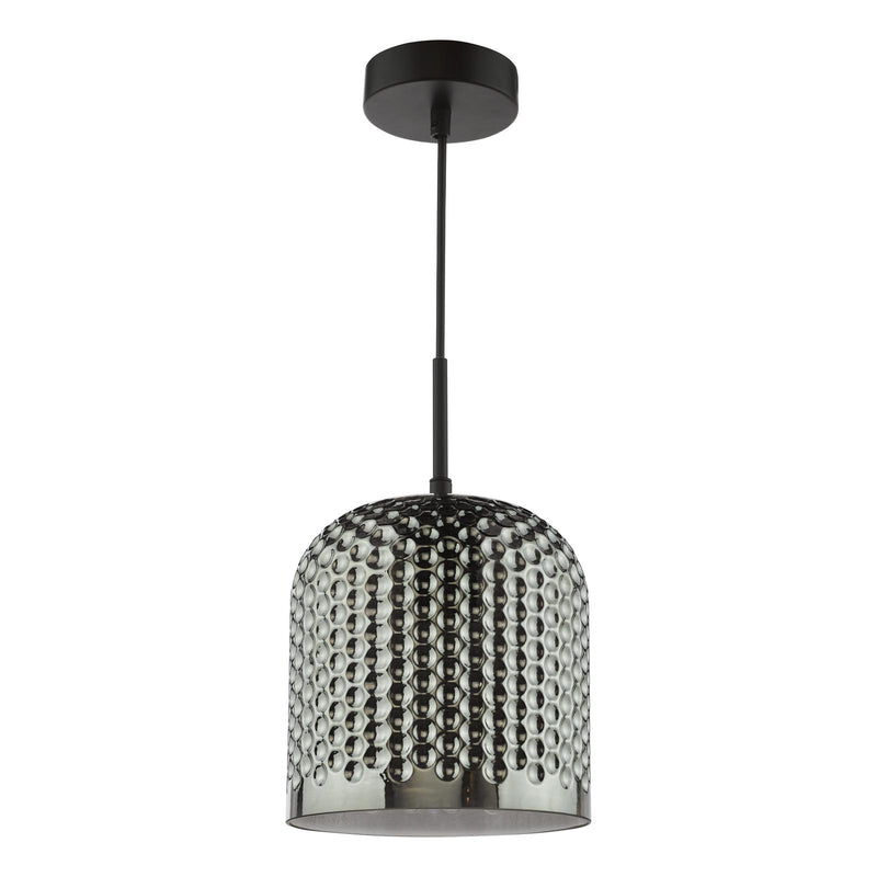 Dar Lighting Esila Pendant Matt Black and Smoked Glass • ESI0110