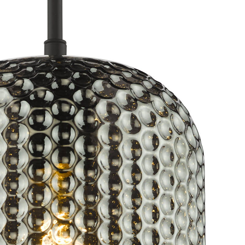 Dar Lighting Esila Pendant Matt Black and Smoked Glass • ESI0110