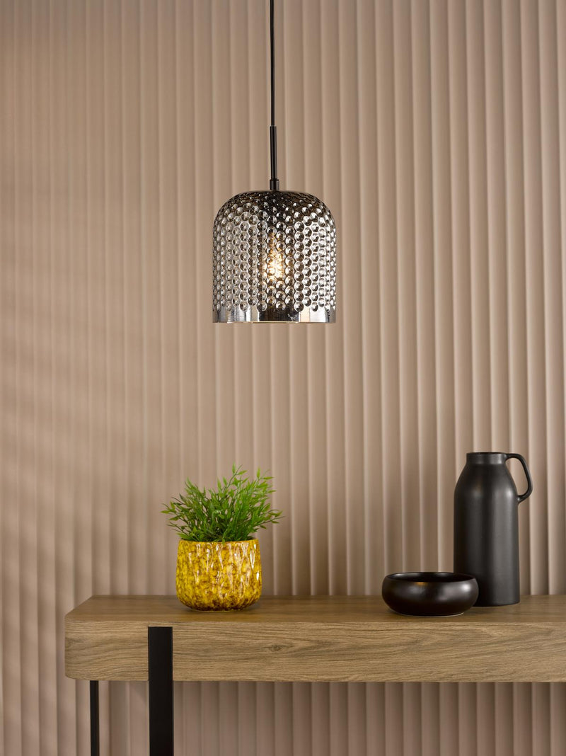 Dar Lighting Esila Pendant Matt Black and Smoked Glass • ESI0110