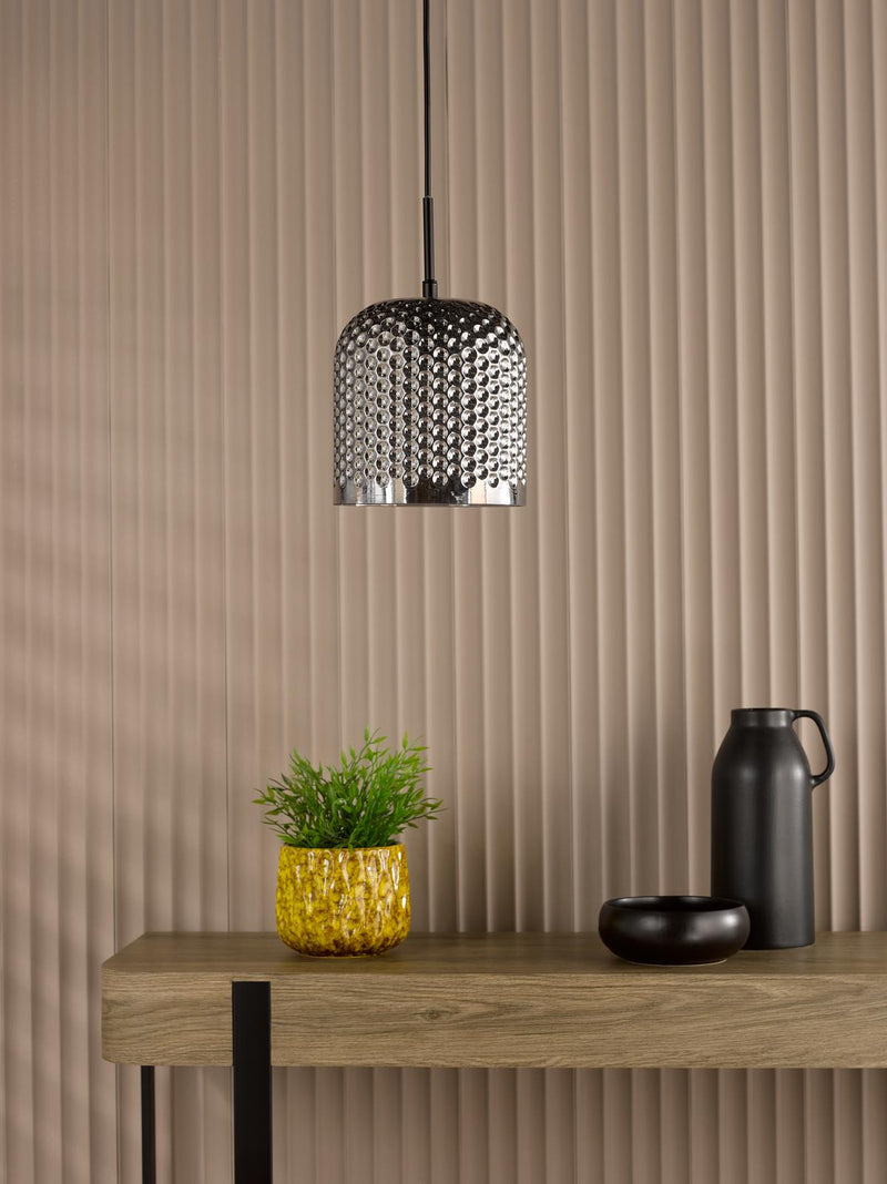 Dar Lighting Esila Pendant Matt Black and Smoked Glass • ESI0110
