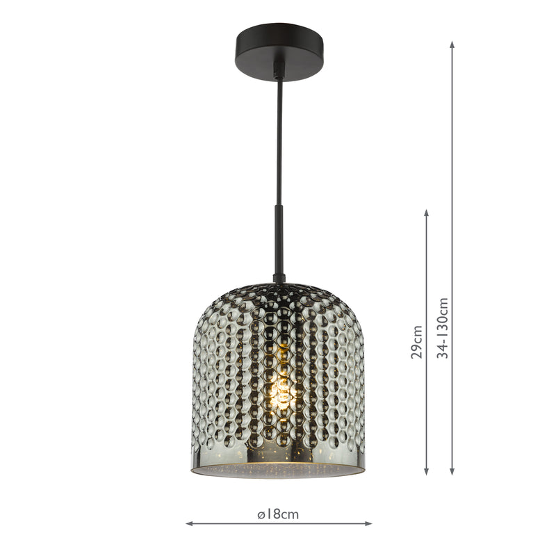 Dar Lighting Esila Pendant Matt Black and Smoked Glass • ESI0110