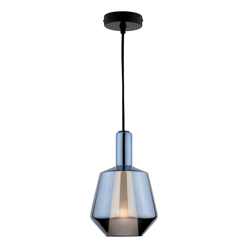 Dar Lighting Esmeralda Small Pendant Blue Glass and Opal Glass • ESM0123