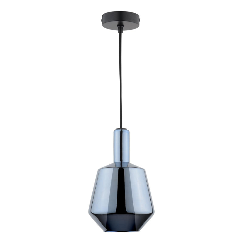 Dar Lighting Esmeralda Small Pendant Blue Glass and Opal Glass • ESM0123