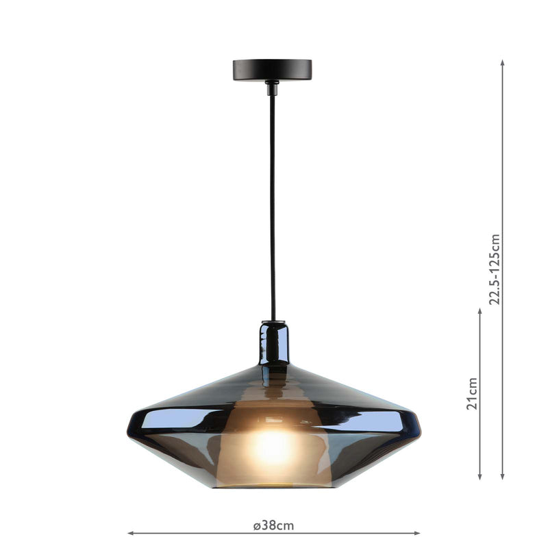 Dar Lighting Esmeralda Large Pendant Blue & Opal Glass • ESM8623
