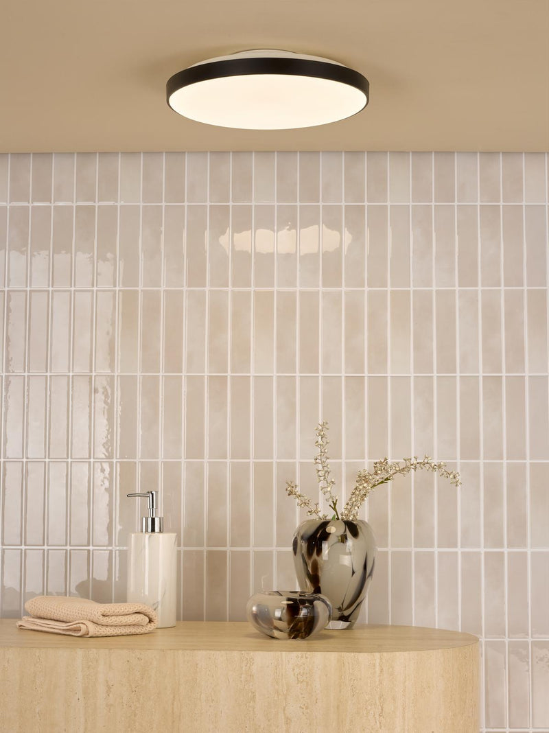Dar Lighting Essien Flush White and Black LED IP44 • ESS5222