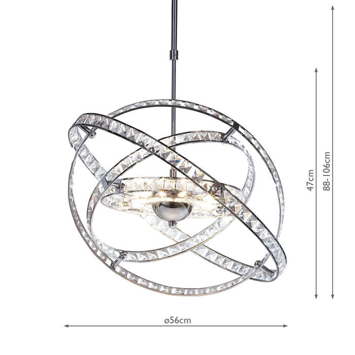 Dar Lighting Eternity 10 Light Pendant Faceted Crystal and Polished Chrome • ETE2350