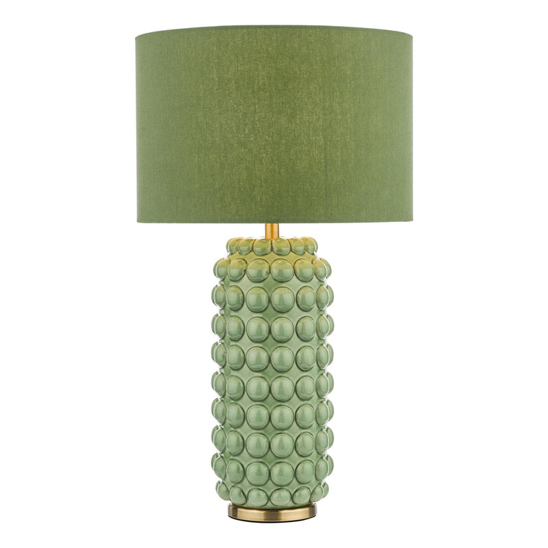 Dar Lighting Etzel Table Lamp Green Antique Brass With Shade • ETZ4224