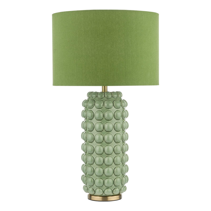 Dar Lighting Etzel Table Lamp Green Antique Brass With Shade • ETZ4224