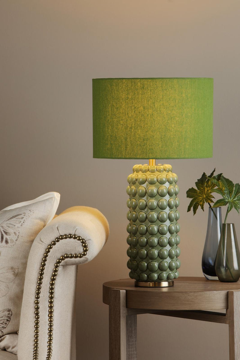 Dar Lighting Etzel Table Lamp Green Antique Brass With Shade • ETZ4224