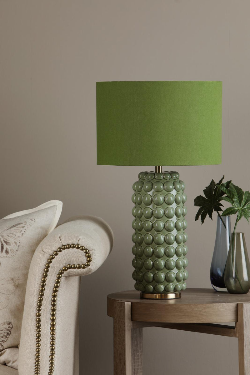 Dar Lighting Etzel Table Lamp Green Antique Brass With Shade • ETZ4224