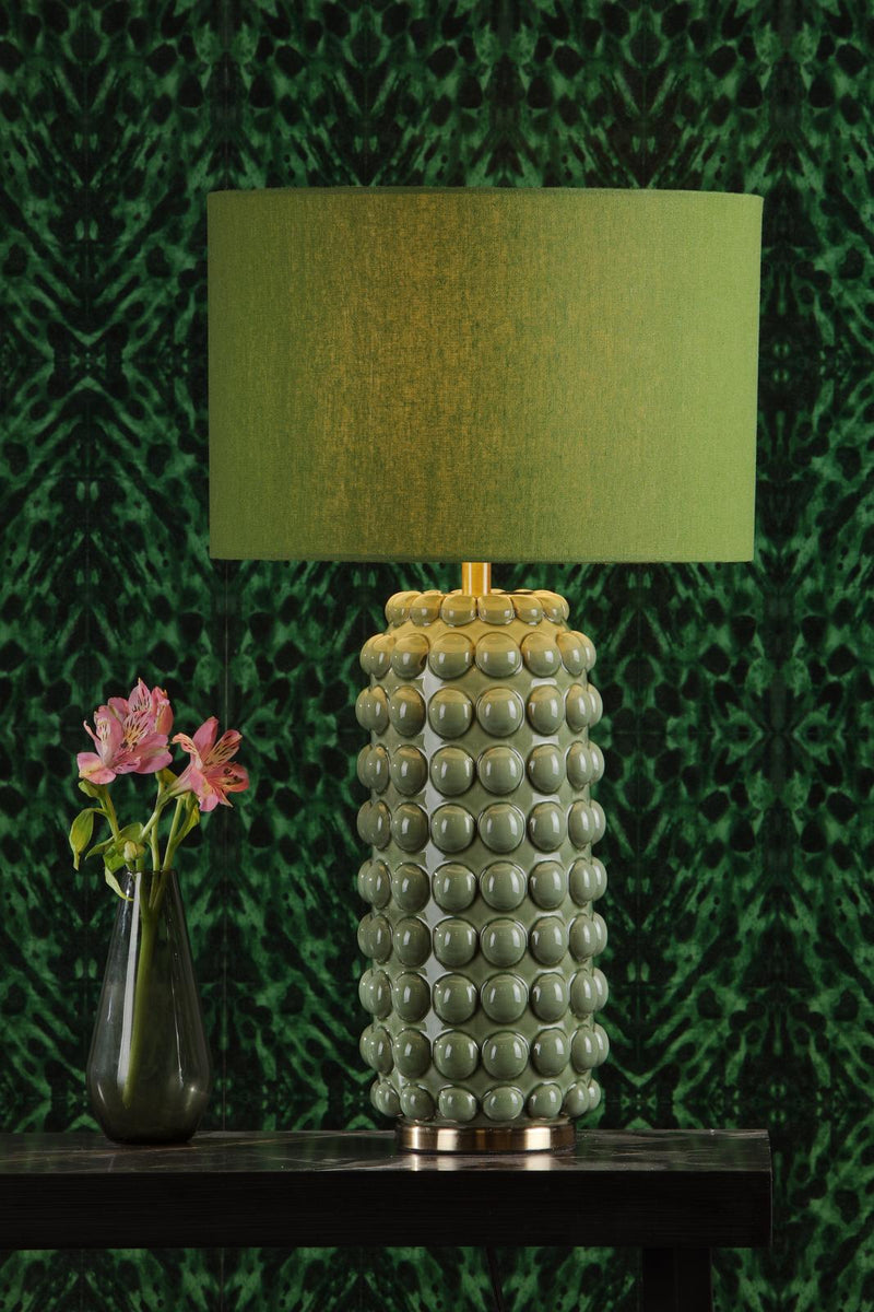 Dar Lighting Etzel Table Lamp Green Antique Brass With Shade • ETZ4224