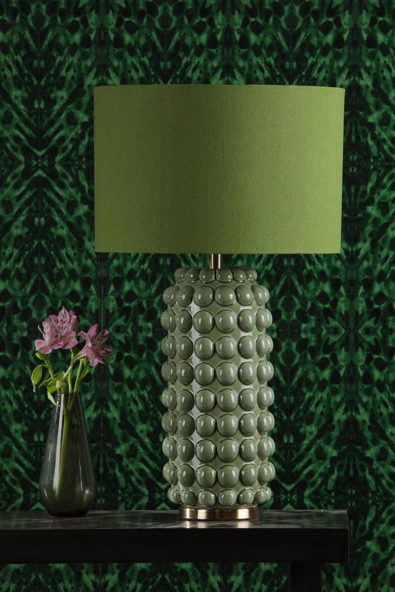 Dar Lighting Etzel Table Lamp Green Antique Brass With Shade • ETZ4224