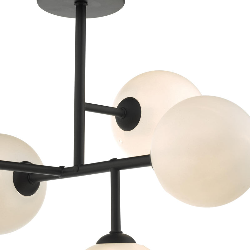 Dar Lighting Euan 5 Light Semi Flush Black & Opal Glass • EUA5422