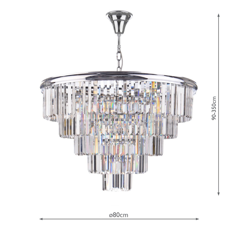 Dar Lighting Eulalia 12 Light Chandelier Polished Chrome Crystal • EUL1250