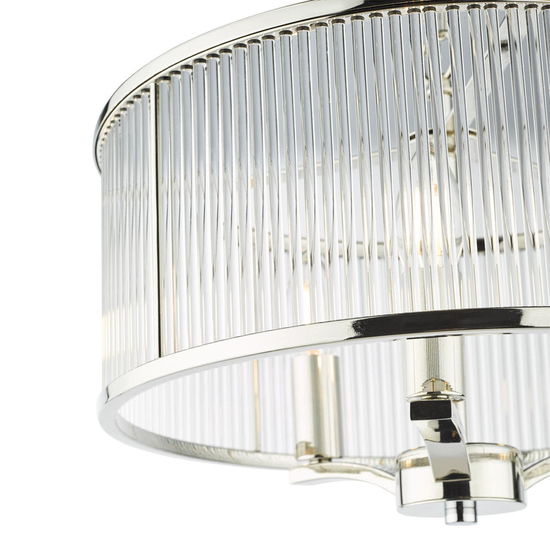 Dar Lighting Evelyn 3 Light Pendant Polished Nickel and Glass • EVE0338
