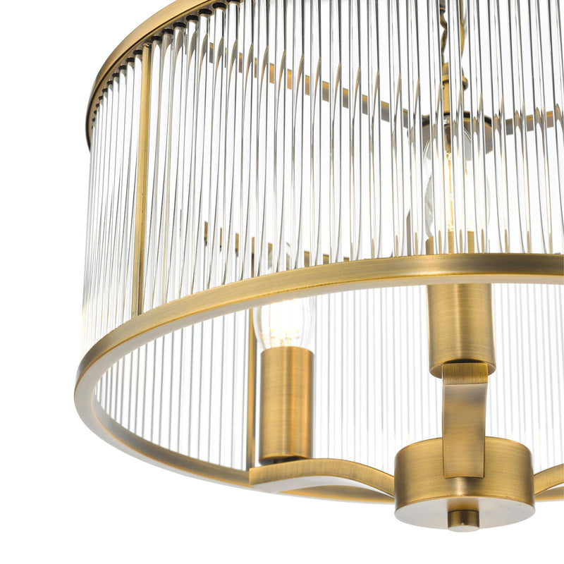 Dar Lighting Evelyn 3 Light Pendant Antique Bronze and Glass • EVE0363