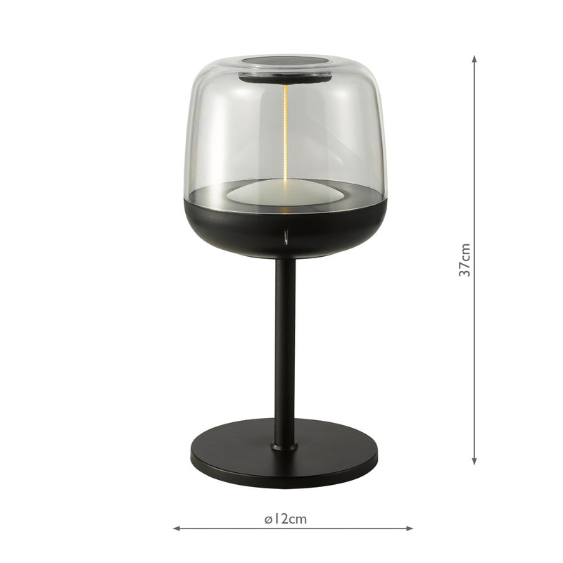 Dar Lighting Ezera Rechargeable Outdoor Table Lamp Black LED IP44 • EZE4222