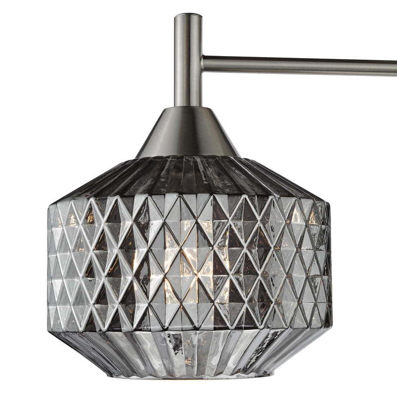 Dar Lighting Fabrienne 3 Light Semi-Flush Satin Nickel and Smoked Glass • FAB5338