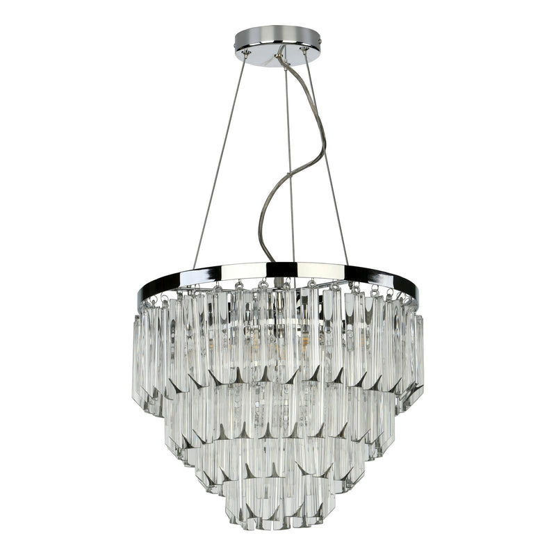 Dar Lighting Fame 5 Light Pendant Polished Chrome Glass • FAM0538