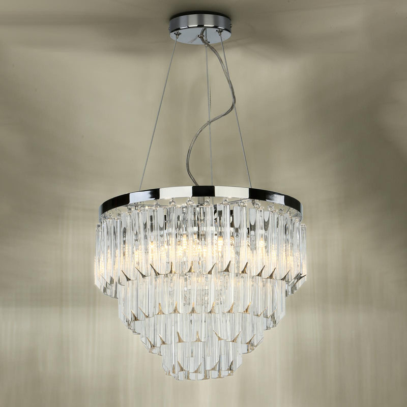 Dar Lighting Fame 5 Light Pendant Polished Chrome Glass • FAM0538