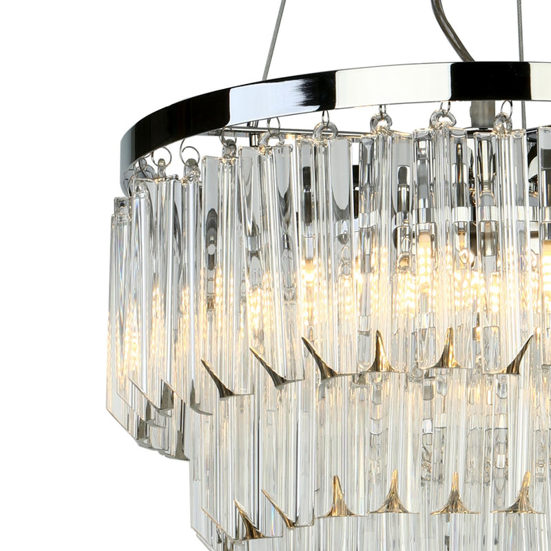 Dar Lighting Fame 5 Light Pendant Polished Chrome Glass • FAM0538