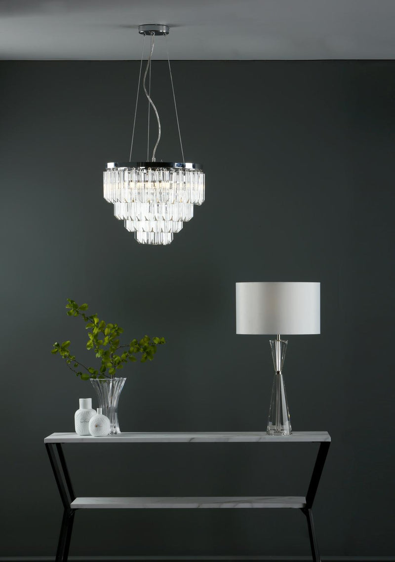 Dar Lighting Fame 5 Light Pendant Polished Chrome Glass • FAM0538