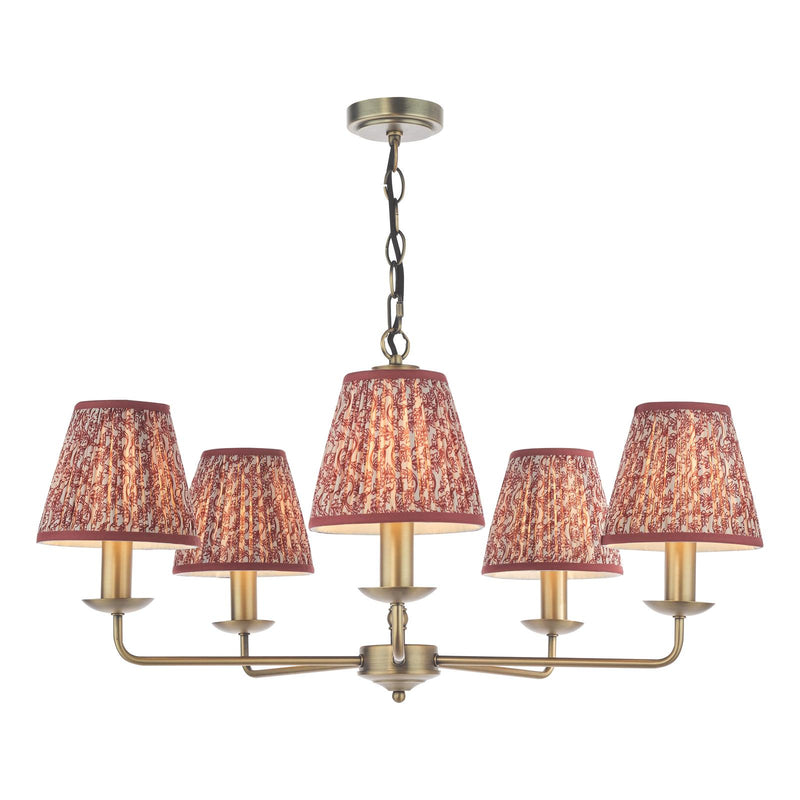 Dar Lighting Favian 5 Light Pendant Matt Bronze With Shade • FAV0563-EST2625