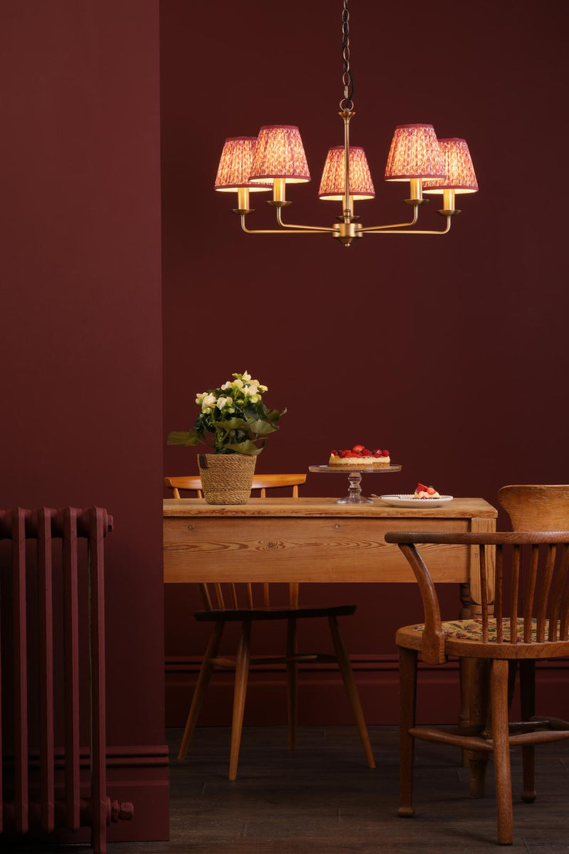 Dar Lighting Favian 5 Light Pendant Matt Bronze With Shade • FAV0563-EST2625