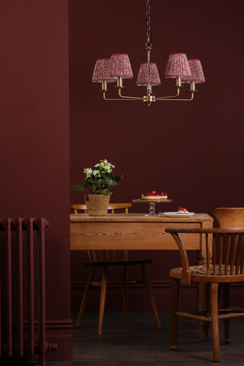 Dar Lighting Favian 5 Light Pendant Matt Bronze With Shade • FAV0563-EST2625