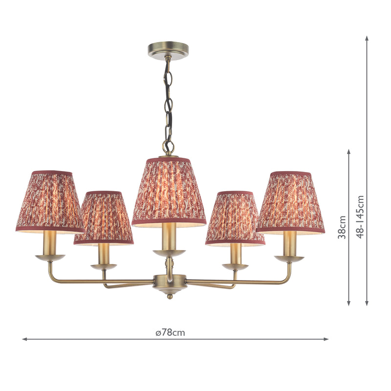 Dar Lighting Favian 5 Light Pendant Matt Bronze With Shade • FAV0563-EST2625
