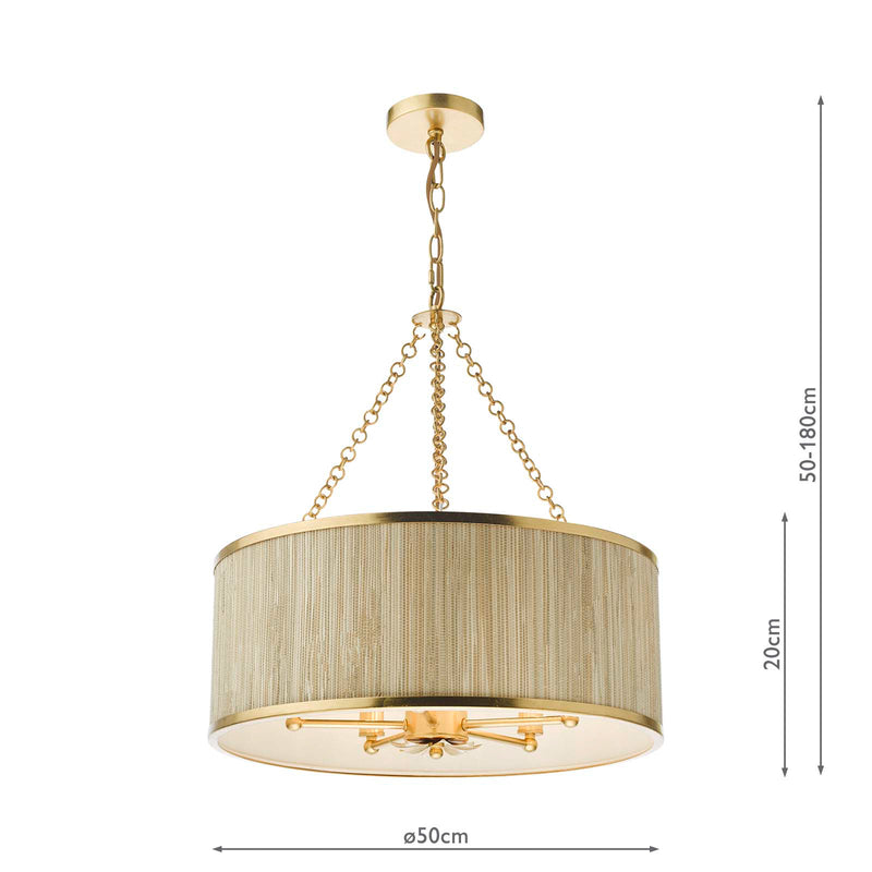 Dar Lighting Fenella 5 Light Pendant Gold Leaf • FEN0535