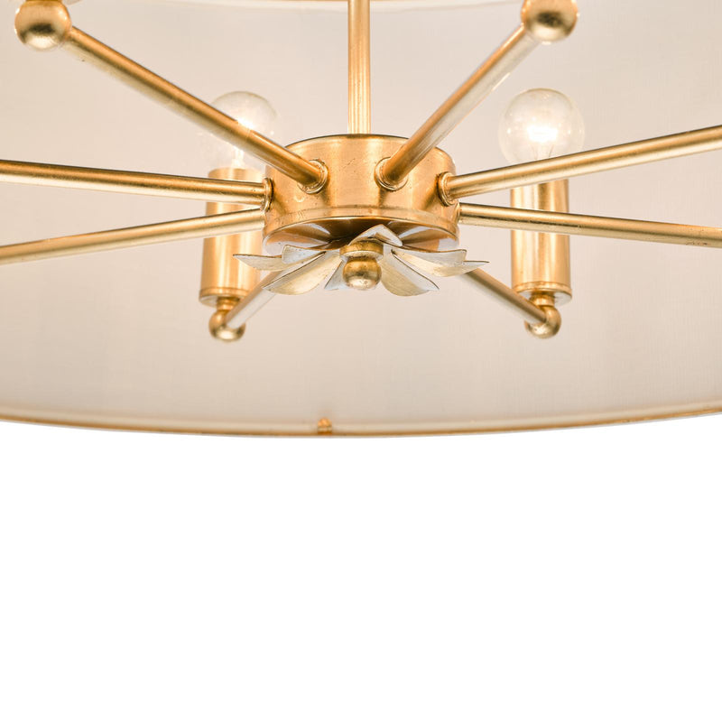 Dar Lighting Fenella 8 Light Pendant Gold Leaf and Seagrass Shade • FEN0835