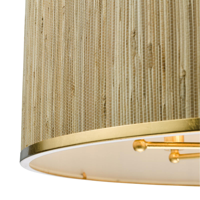 Dar Lighting Fenella 8 Light Pendant Gold Leaf and Seagrass Shade • FEN0835