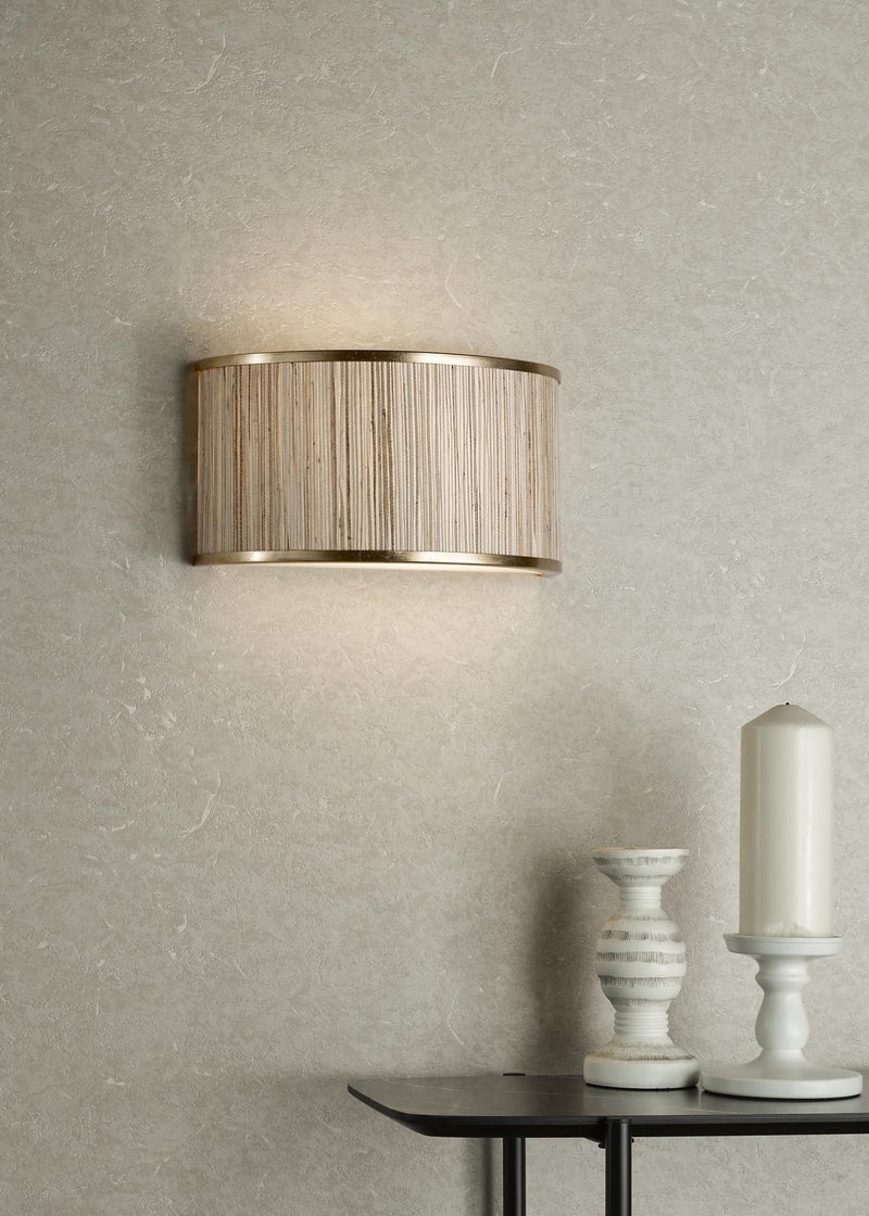 Dar Lighting Fenella 2 Light Wall Light Gold Leaf and Seagrass • FEN0935
