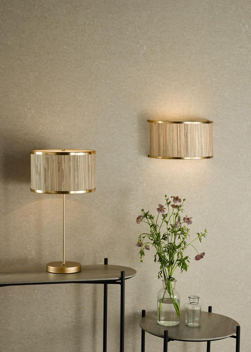 Dar Lighting Fenella 2 Light Wall Light Gold Leaf and Seagrass • FEN0935