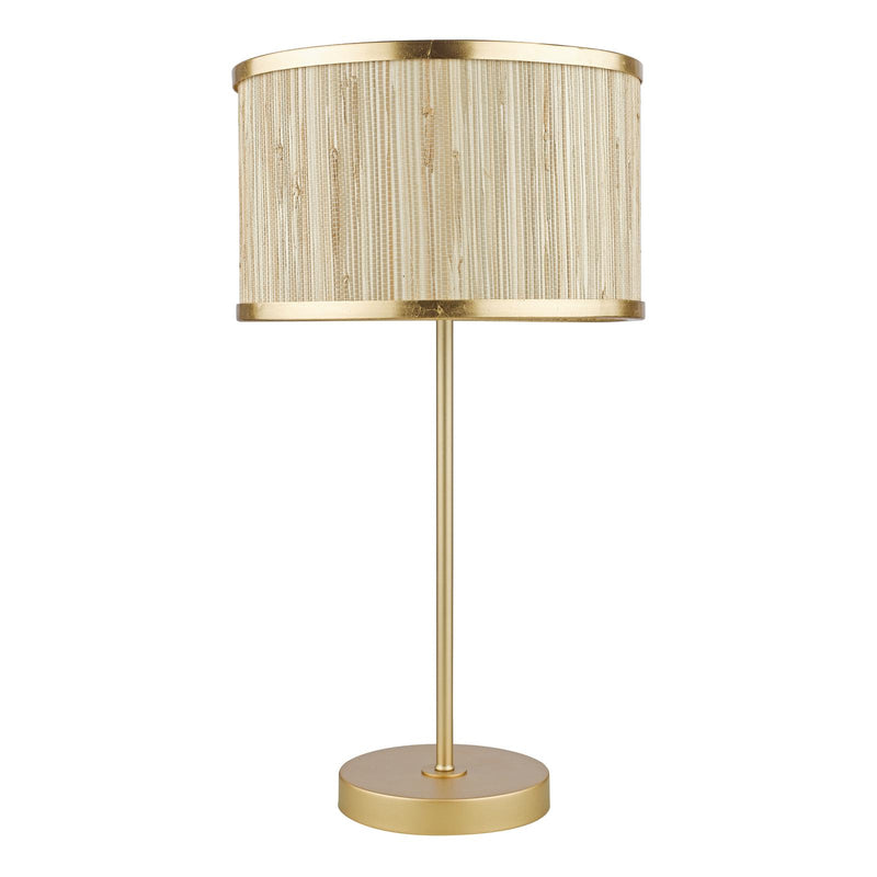 Dar Lighting Fenella Table Lamp Gold Leaf With Seagrass Shade • FEN4235