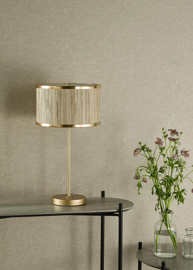 Dar Lighting Fenella Table Lamp Gold Leaf With Seagrass Shade • FEN4235