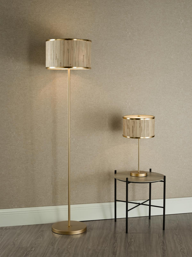 Dar Lighting Fenella Table Lamp Gold Leaf With Seagrass Shade • FEN4235
