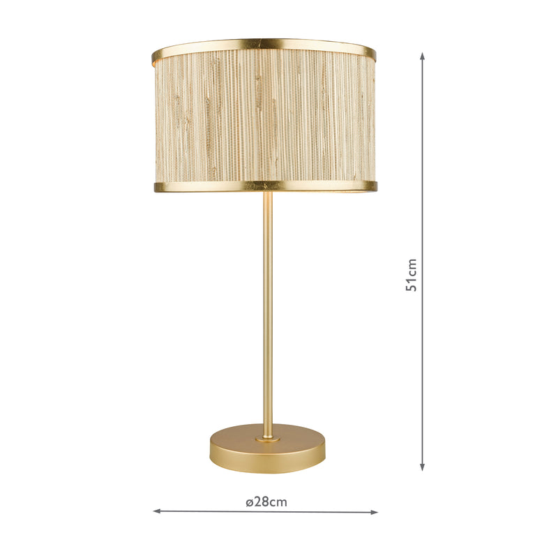 Dar Lighting Fenella Table Lamp Gold Leaf With Seagrass Shade • FEN4235